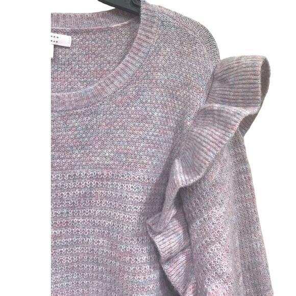 Lauren Conrad LC Sweater Women’s XXL Dizzy Striped Knit Ruffle Shoulder Pastel - Picture 5 of 5